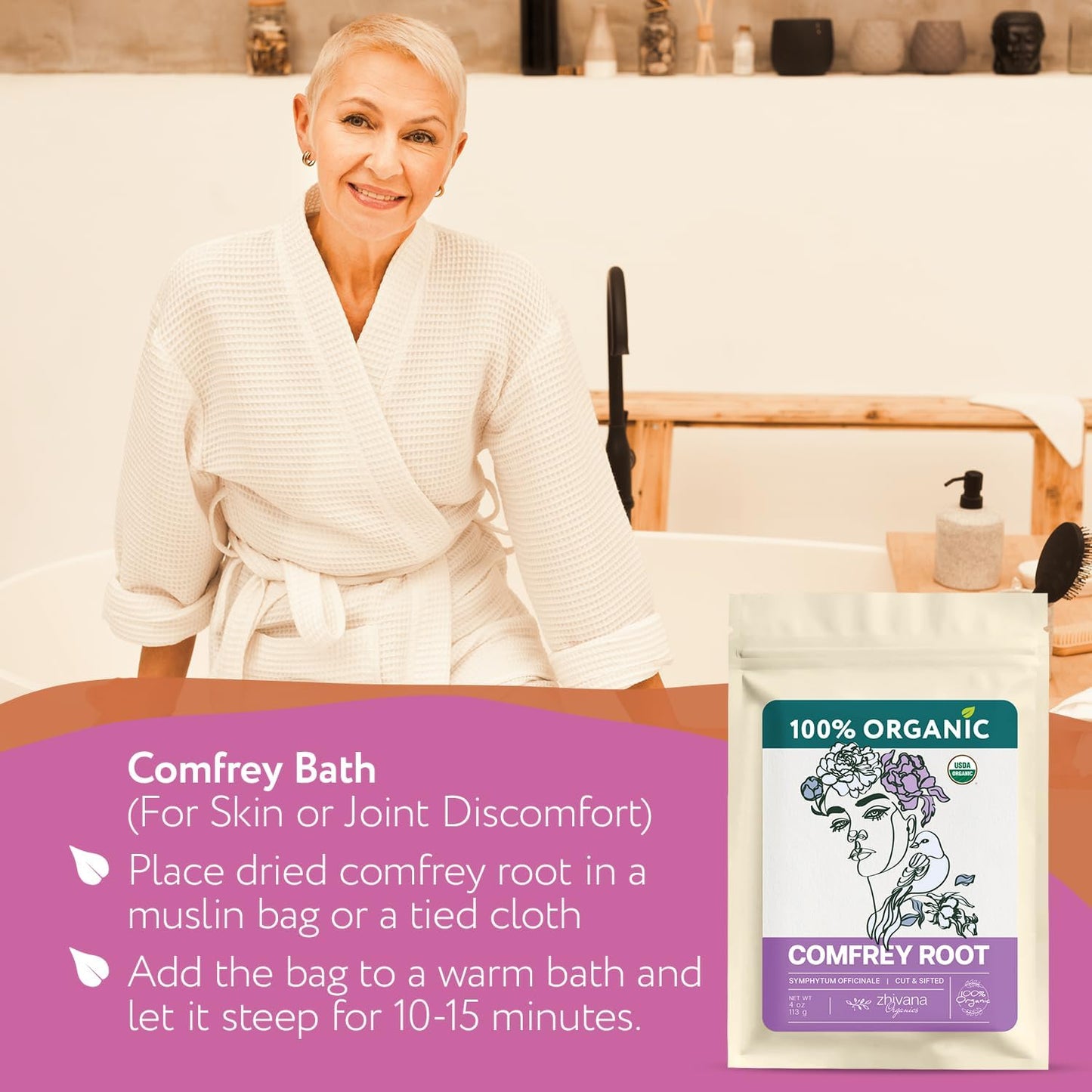 Organic Comfrey Root - 4 oz - Zhivana Organics