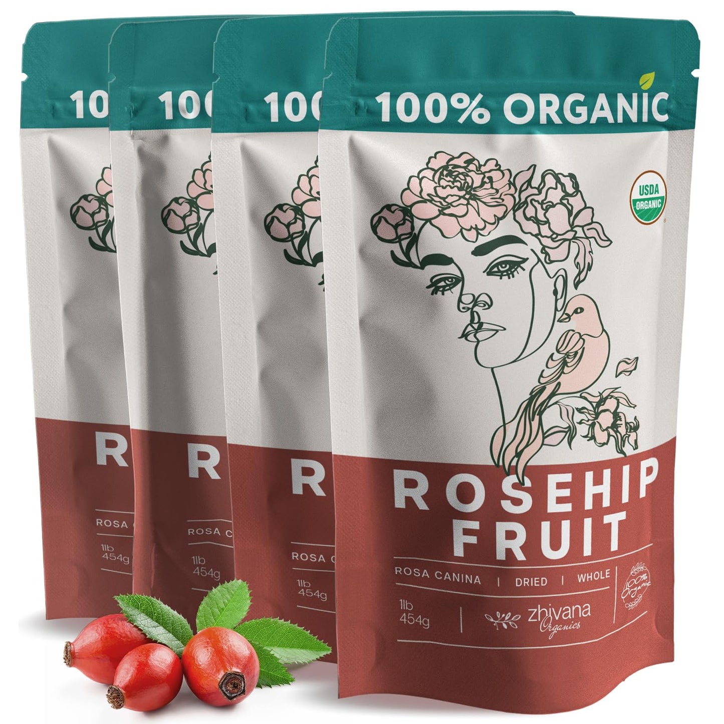 Organic Rosehip Fruit Tea (Pack of 4) - 4LB