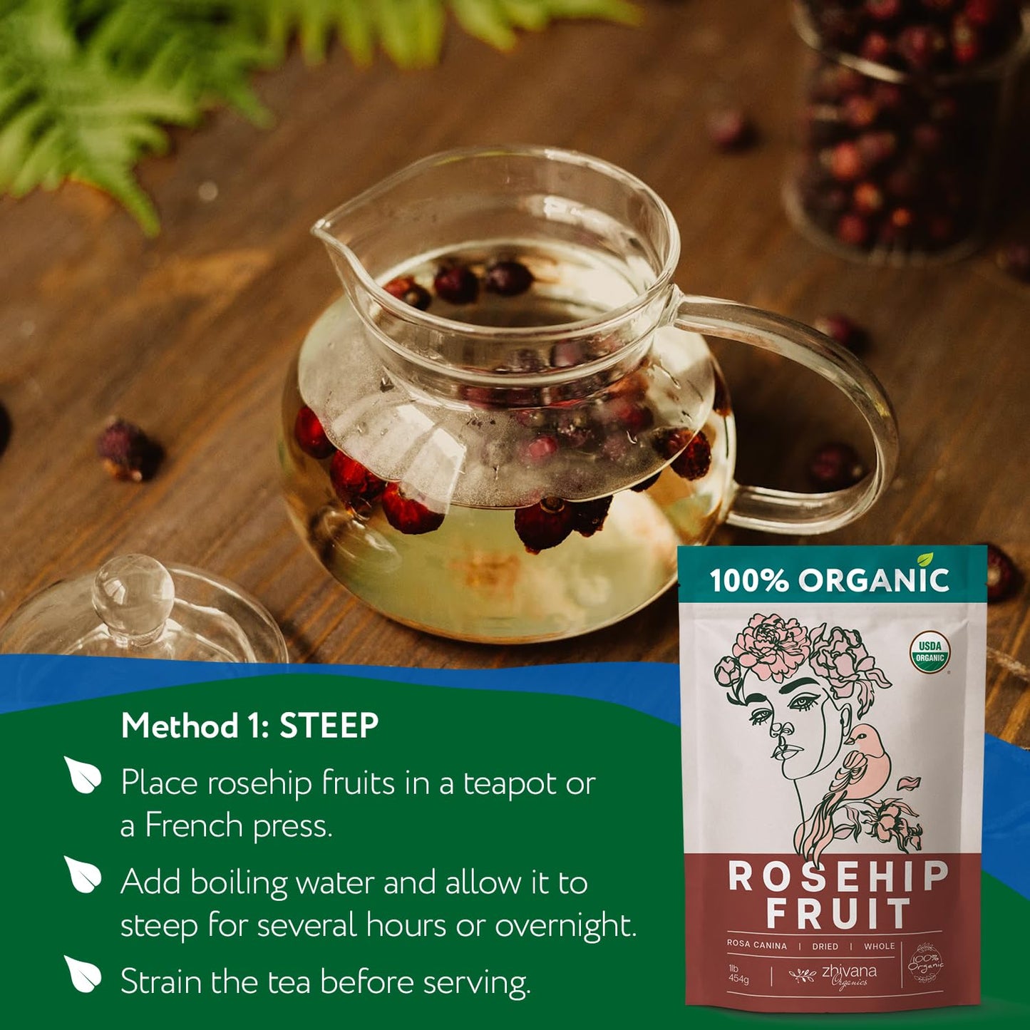 Organic Rosehip Fruit Tea (Pack of 4) - 4LB