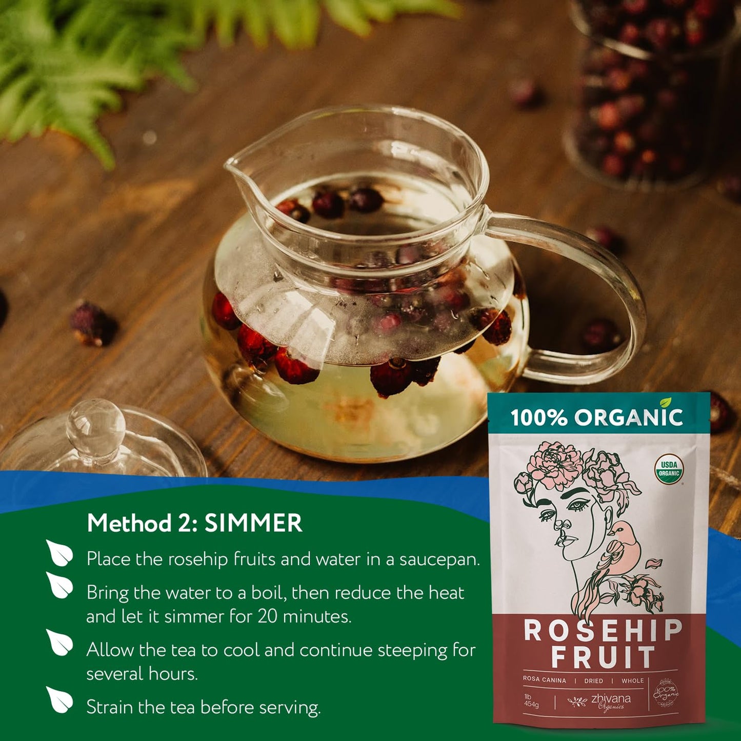 Organic Rosehip Fruit Tea (Pack of 4) - 4LB