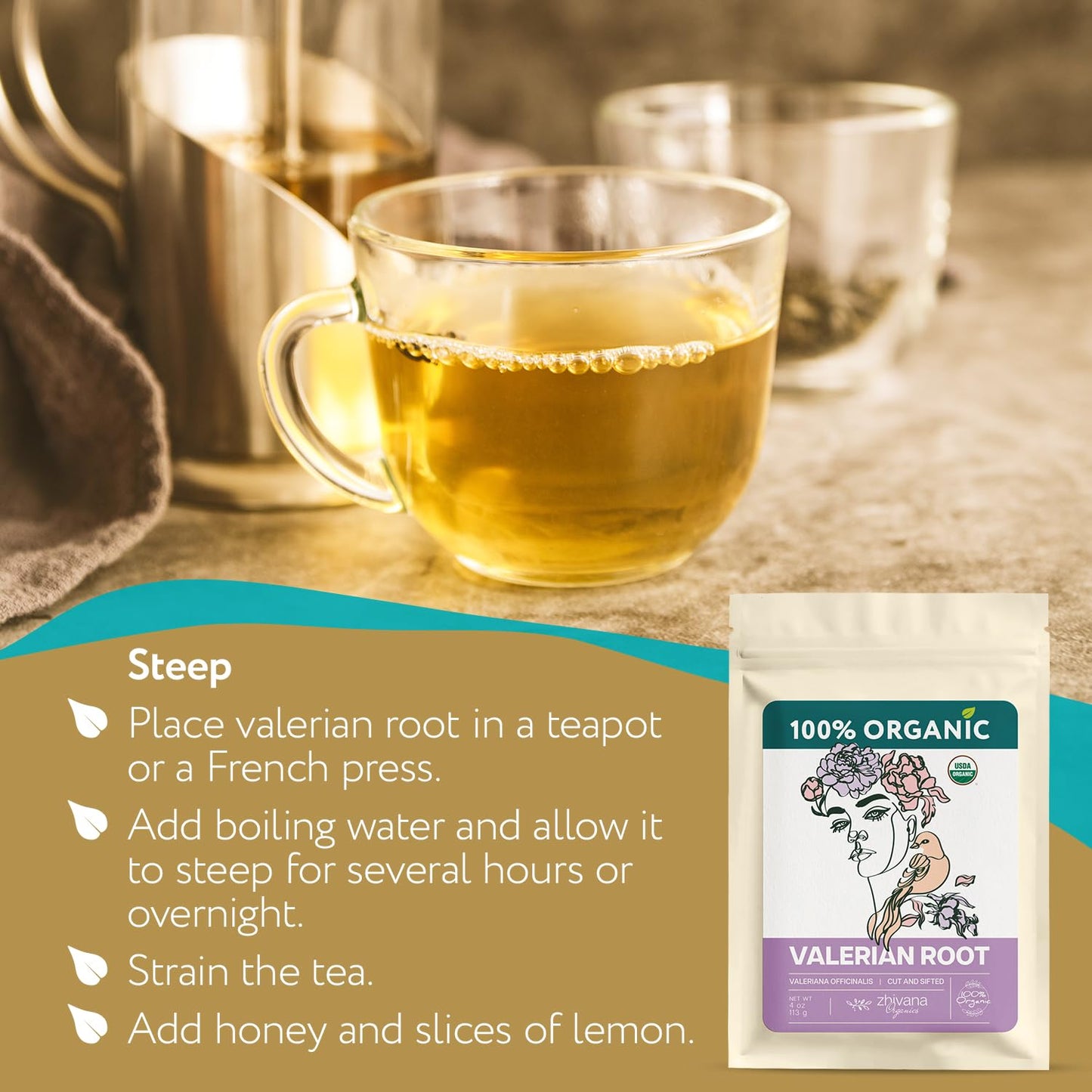Organic Valerian Root Tea (Pack of 2) - 8 oz