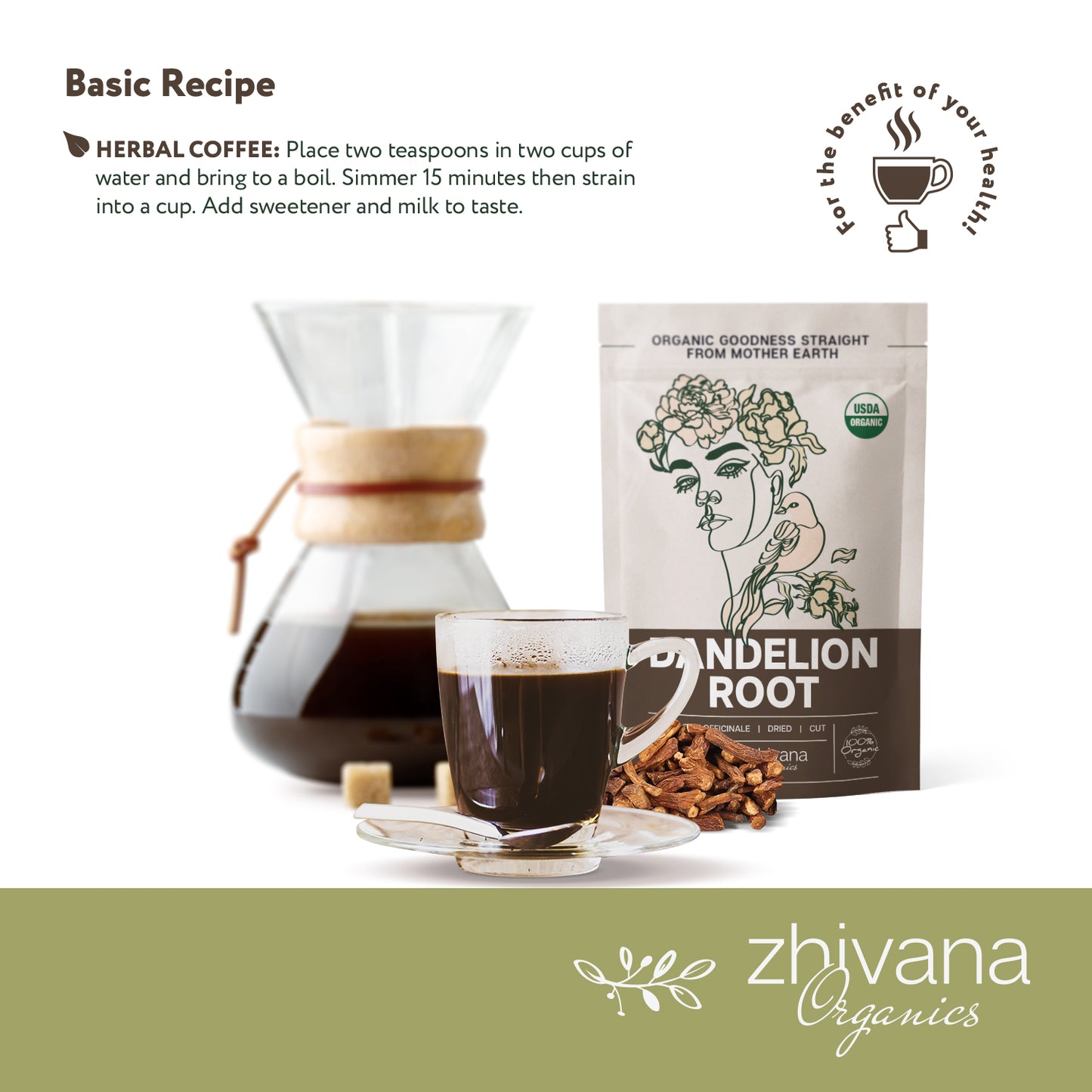 Dandelion Root Dried Cut & Sifted - Zhivana Organics