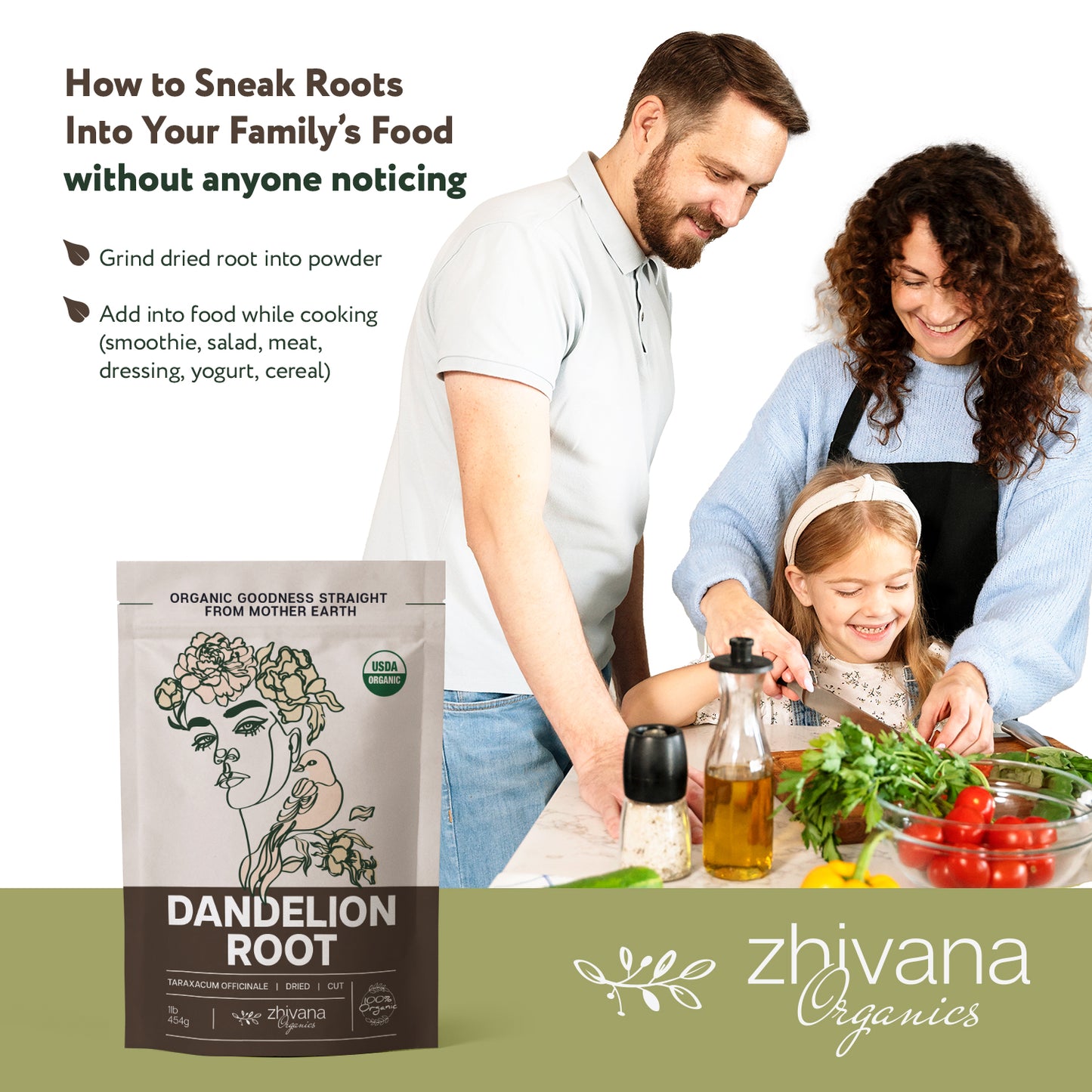 Dandelion Root Dried Cut & Sifted - Zhivana Organics