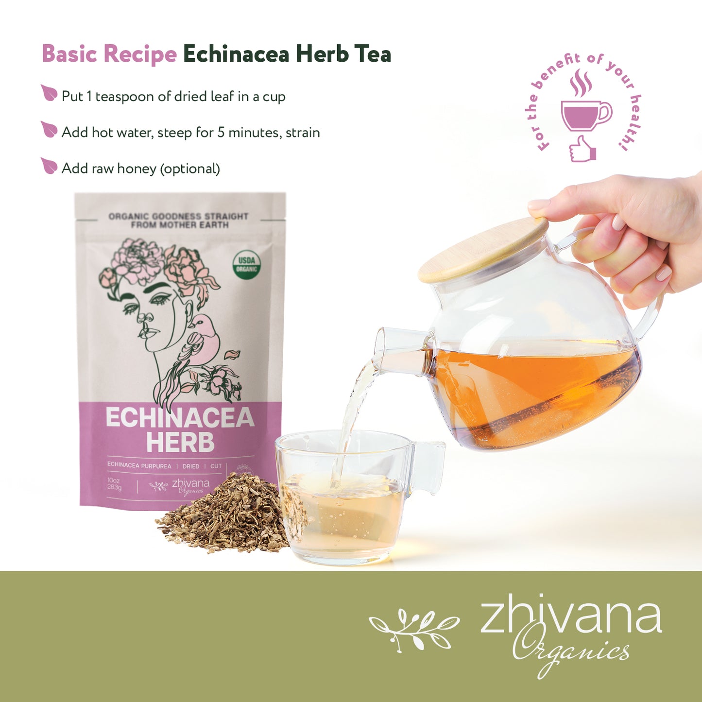 Echinacea Purpurea Herb Dried Cut & Sifted - Zhivana Organics