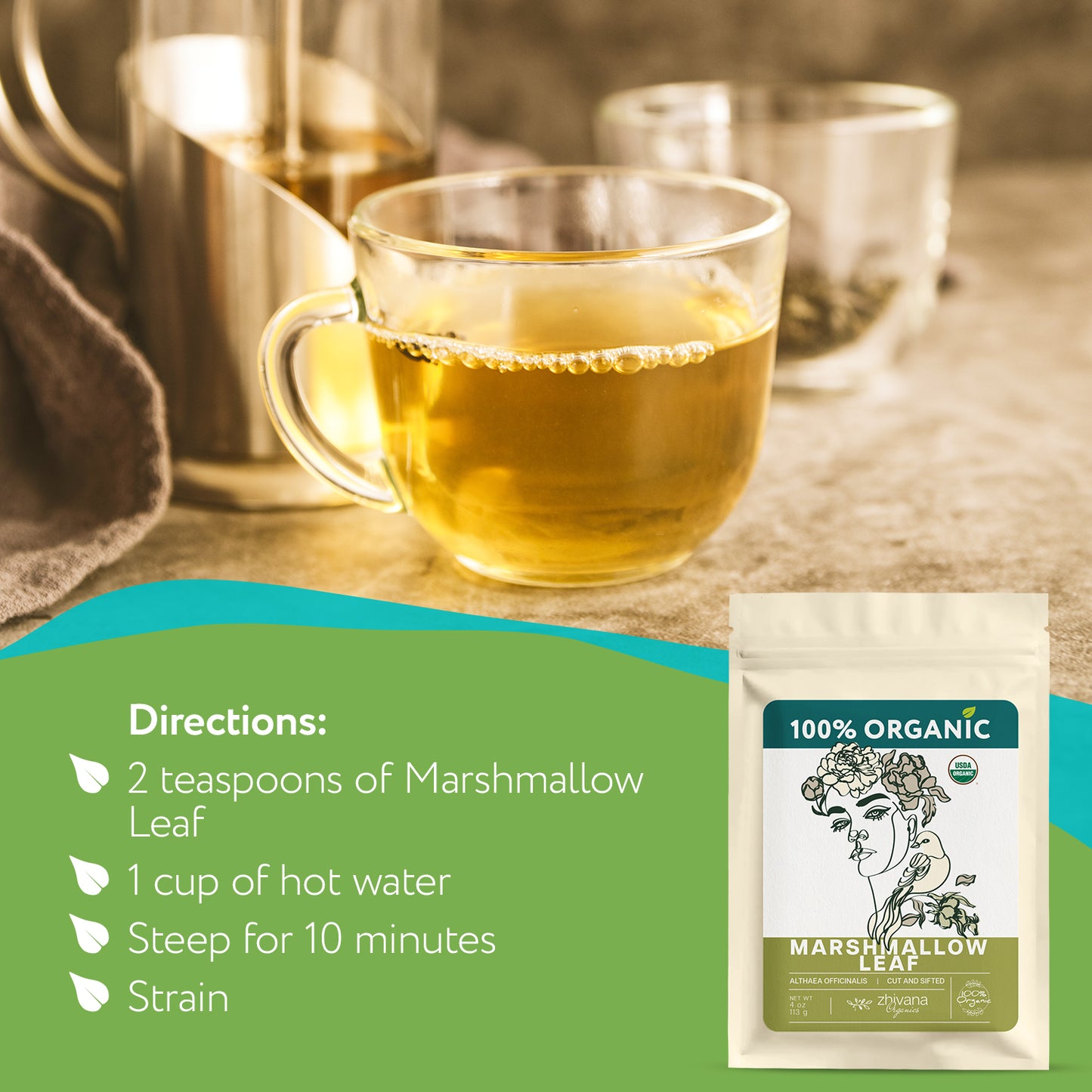 Organic Marshmallow Leaf Tea – 5 lb Bulk - Zhivana Organics