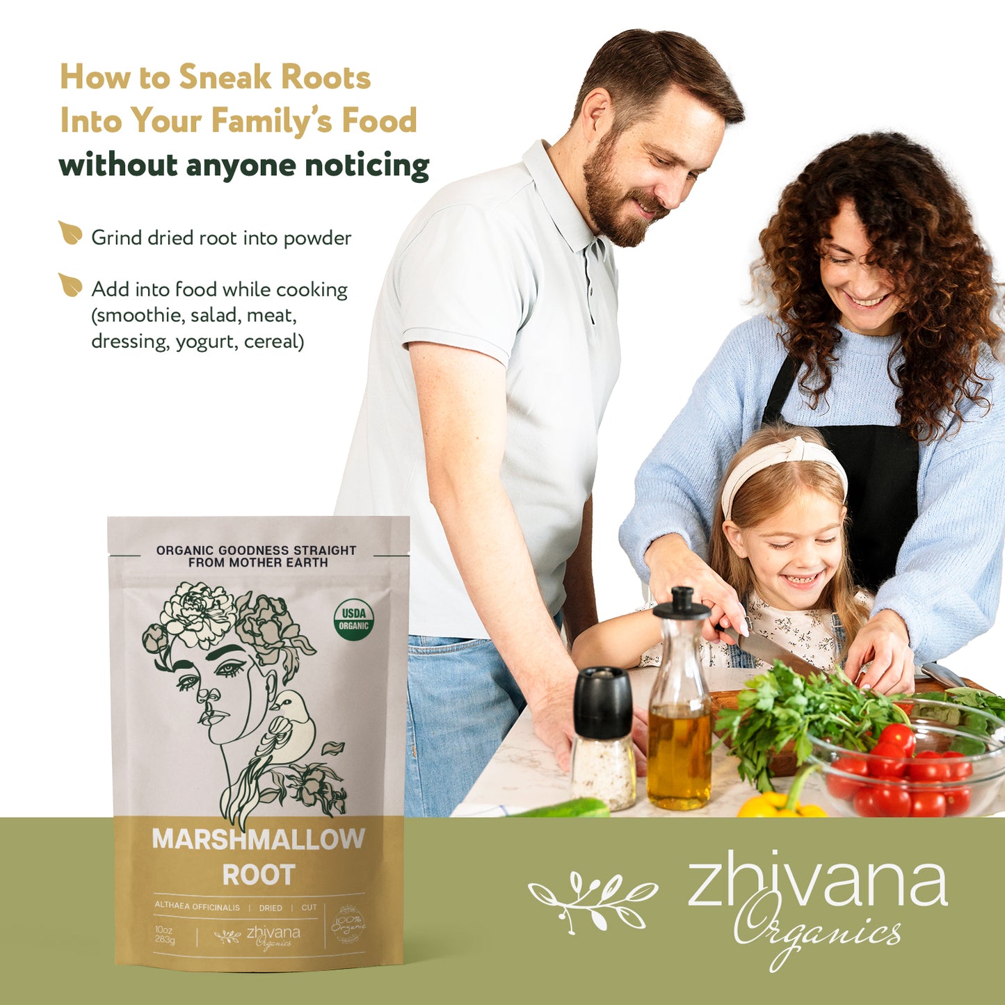 Marshmallow Root Dried Cut & Sifted - Zhivana Organics