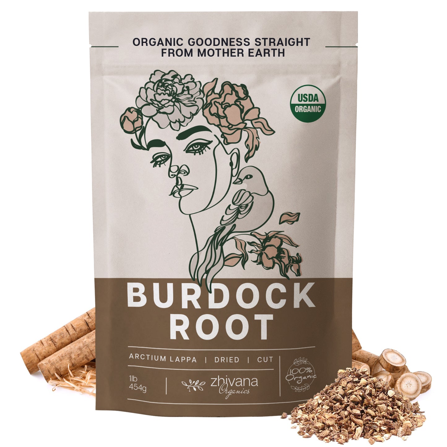 Burdock Root Dried Cut & Sifted - Zhivana Organics