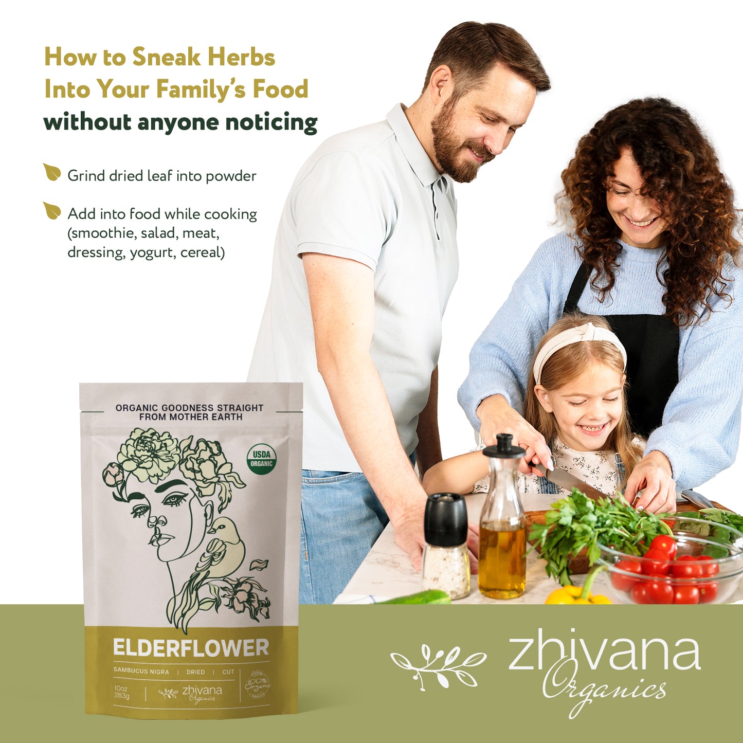 Elderflower Dried Cut & Sifted - Zhivana Organics
