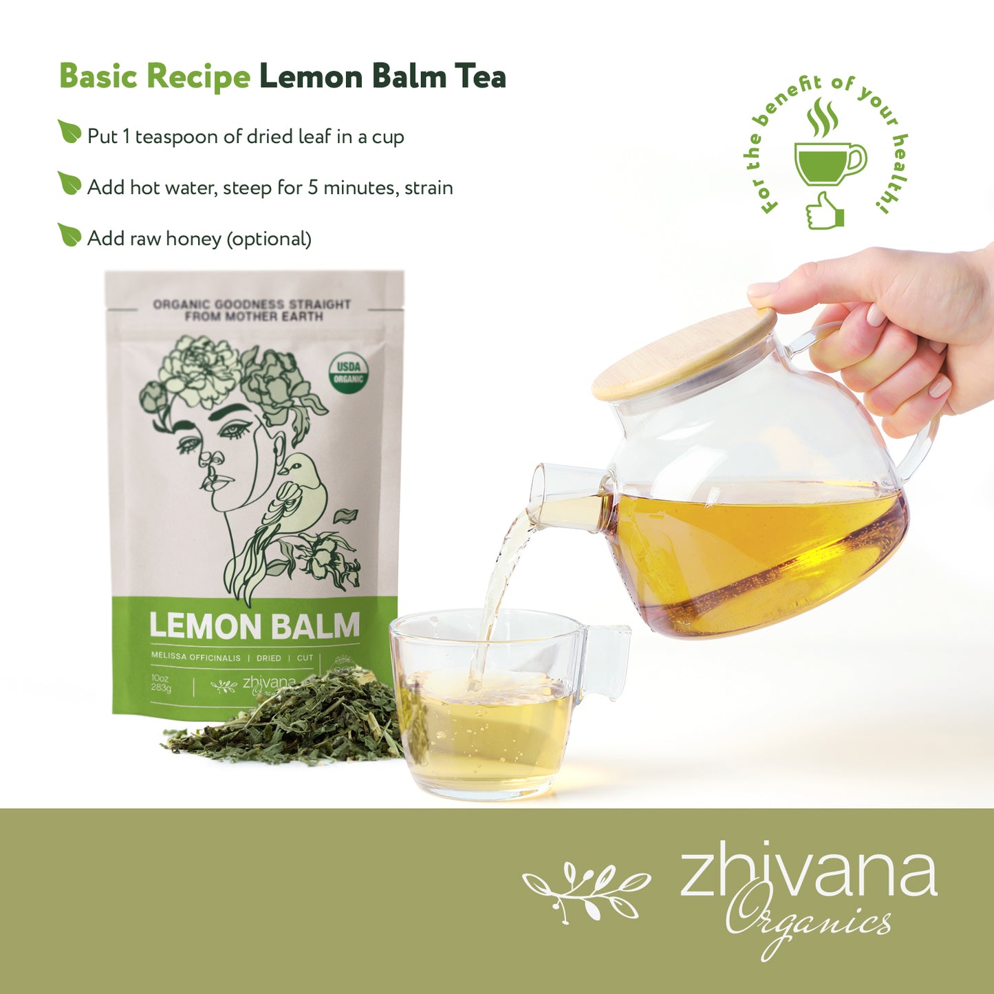 Lemon Balm Dried Cut & Sifted - Zhivana Organics