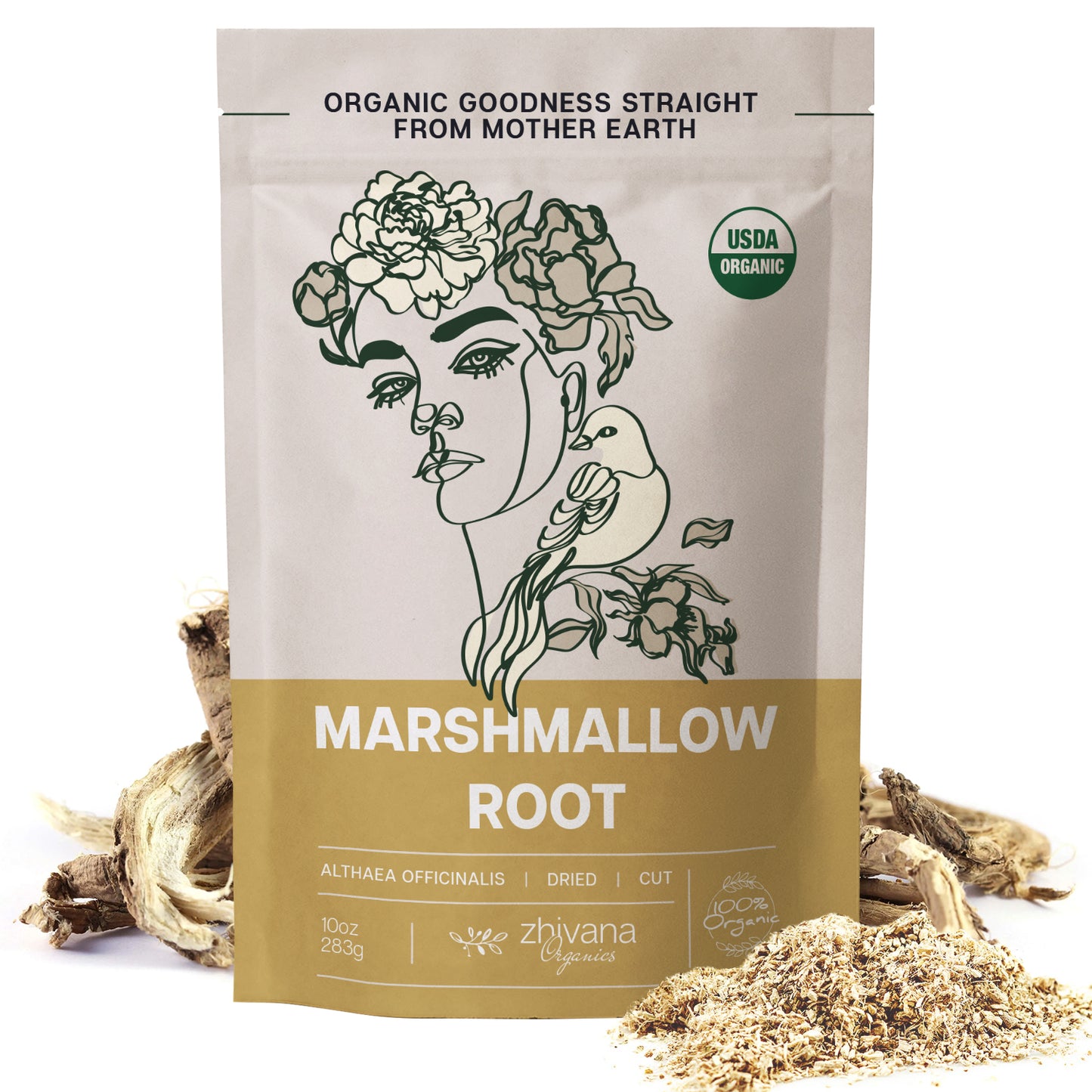 Marshmallow Root Dried Cut & Sifted - Zhivana Organics
