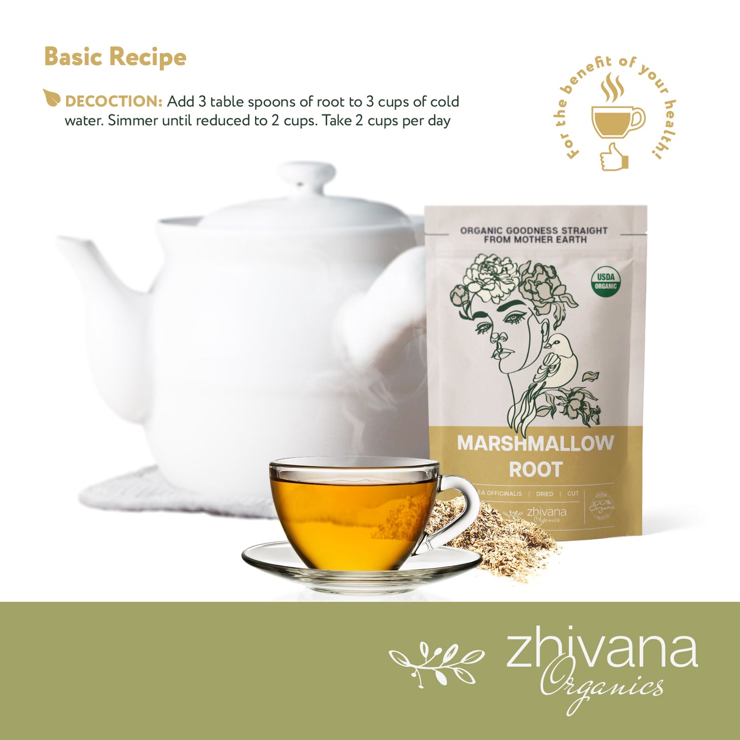 Marshmallow Root Dried Cut & Sifted - Zhivana Organics