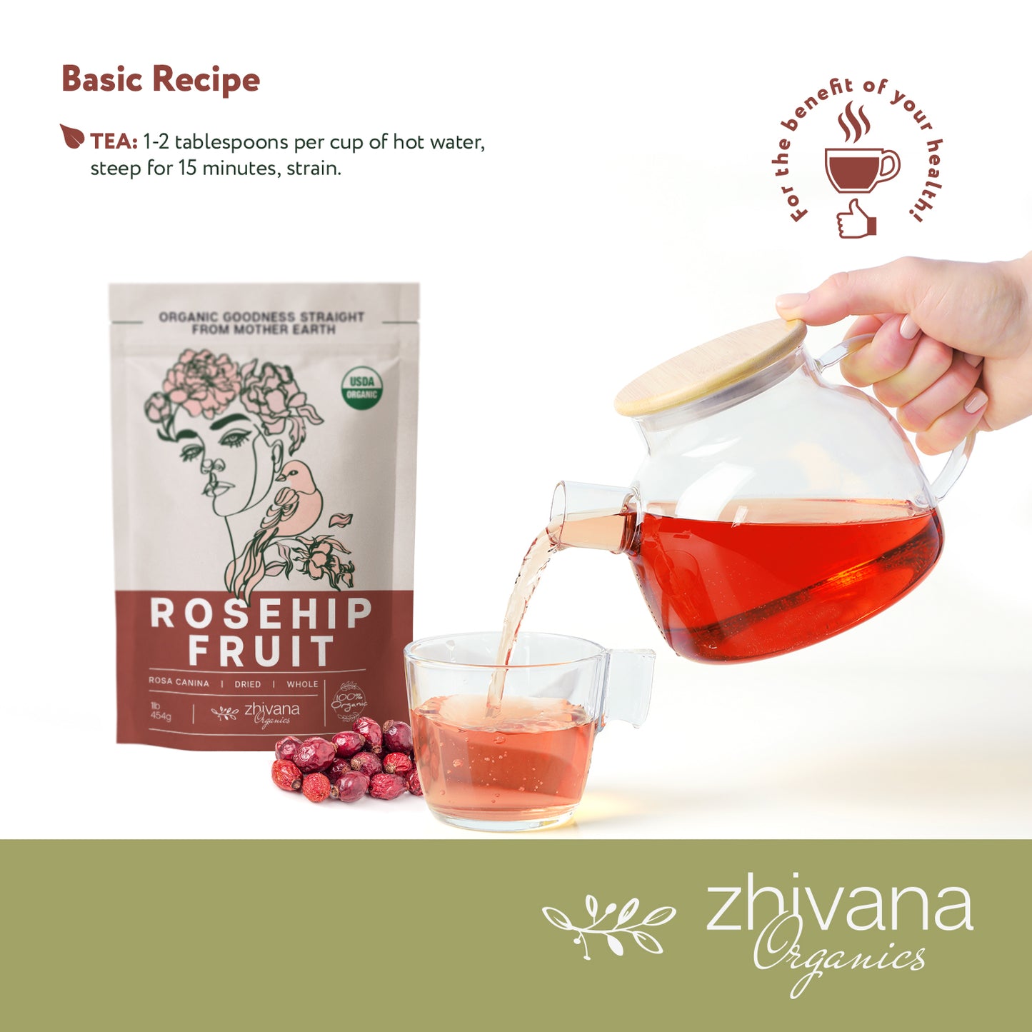 Rosehip Fruit Whole Dried - Zhivana Organics