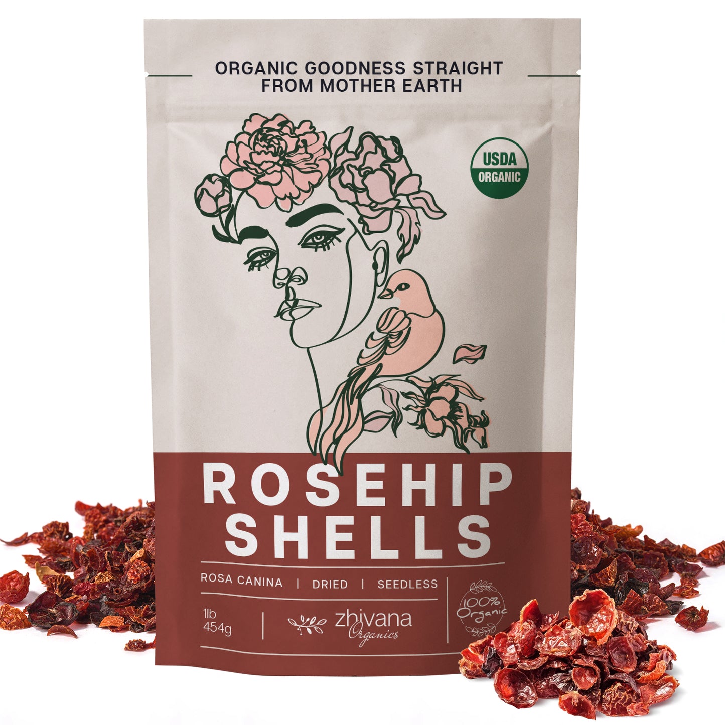 Rosehip Shell Dried, Seedless - Zhivana Organics