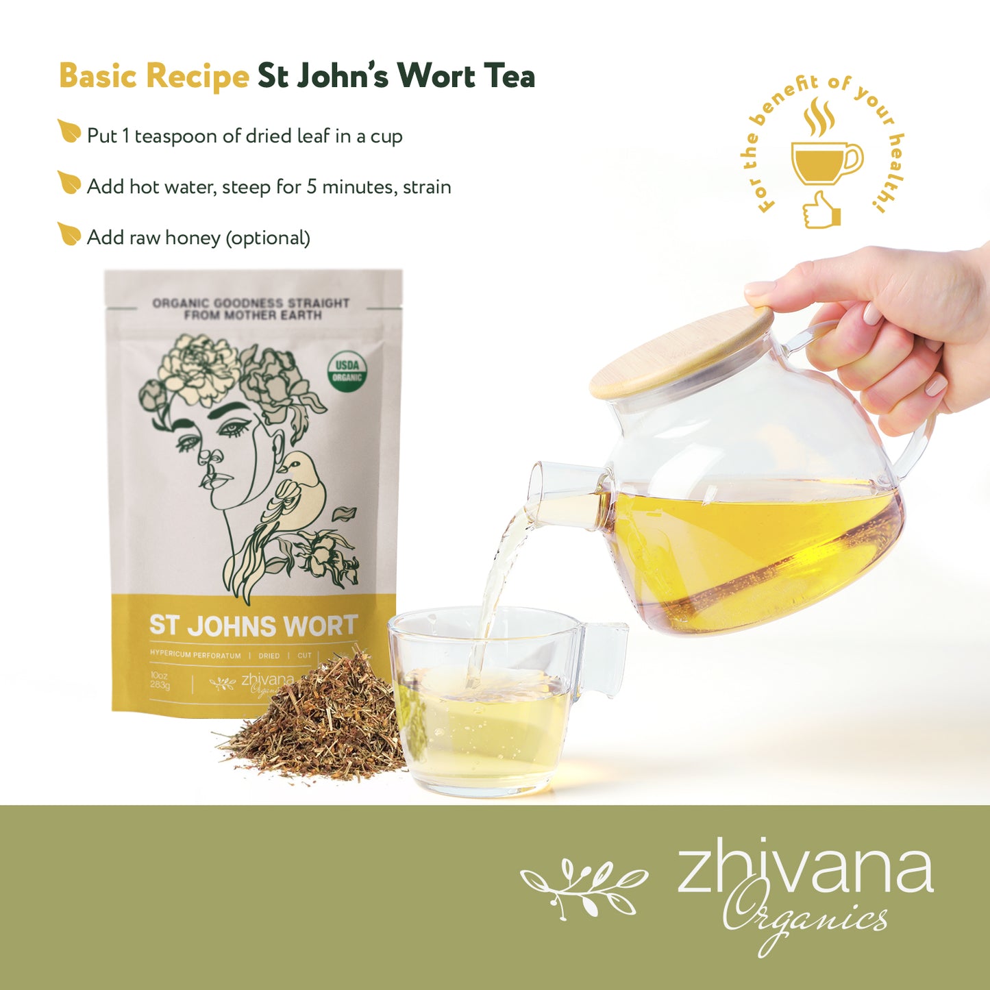 St Johns Wort Dried Cut & Sifted - Zhivana Organics