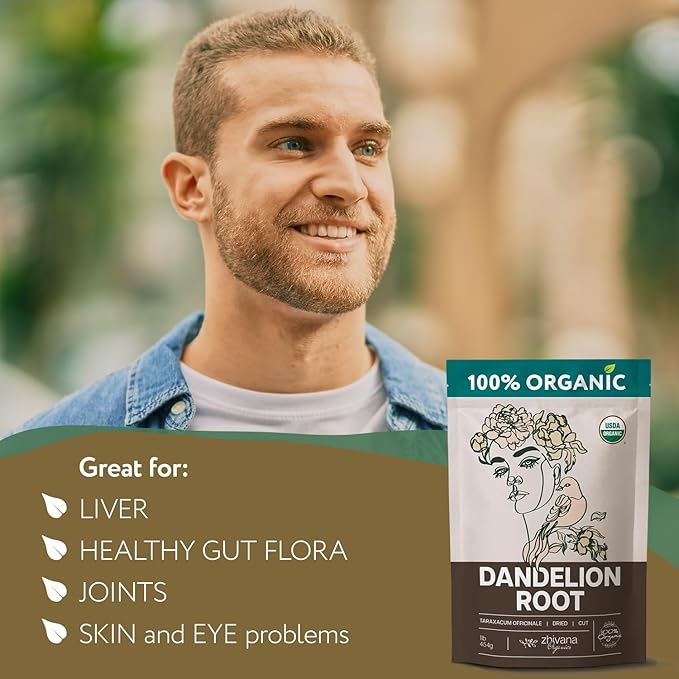 Organic Dandelion Root Dried Cut & Sifted - 4 oz - Zhivana Organics