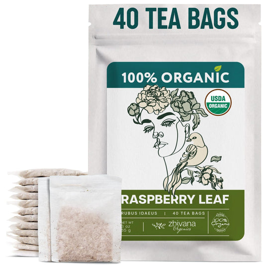 Organic Raspberry Leaf Tea Bags (40 TeaBags) - Red Rasberry Leaf Tea for Womens Cramps, Hormone Balance, Fertility – Te de Hoja de Frambuesa Roja