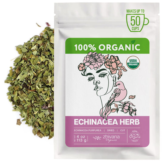 Organic Echinacea Purpurea Herb Dried Cut & Sifted - 4 oz