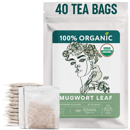 Organic Mugwort Tea Bags (40 TeaBags) – Te de Artemisa - Mugwart Tea for Digestive Health, Liver, Women Cycle, Relaxation (Artemisia Vulgaris)