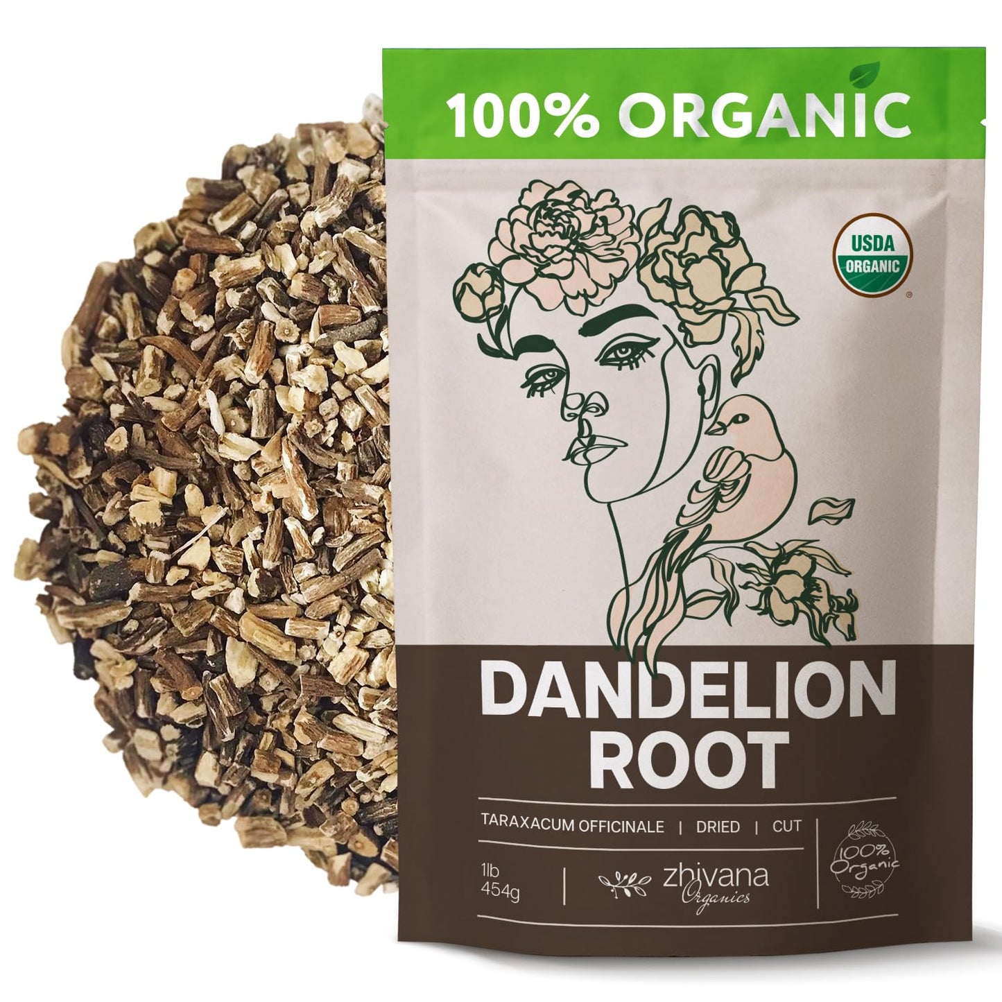 Organic Dandelion Root Dried Cut & Sifted - 1 LB