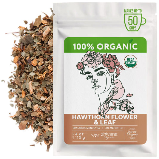 Organic Hawthorn Leaf and Flower Tea - 4 oz - Zhivana Organics