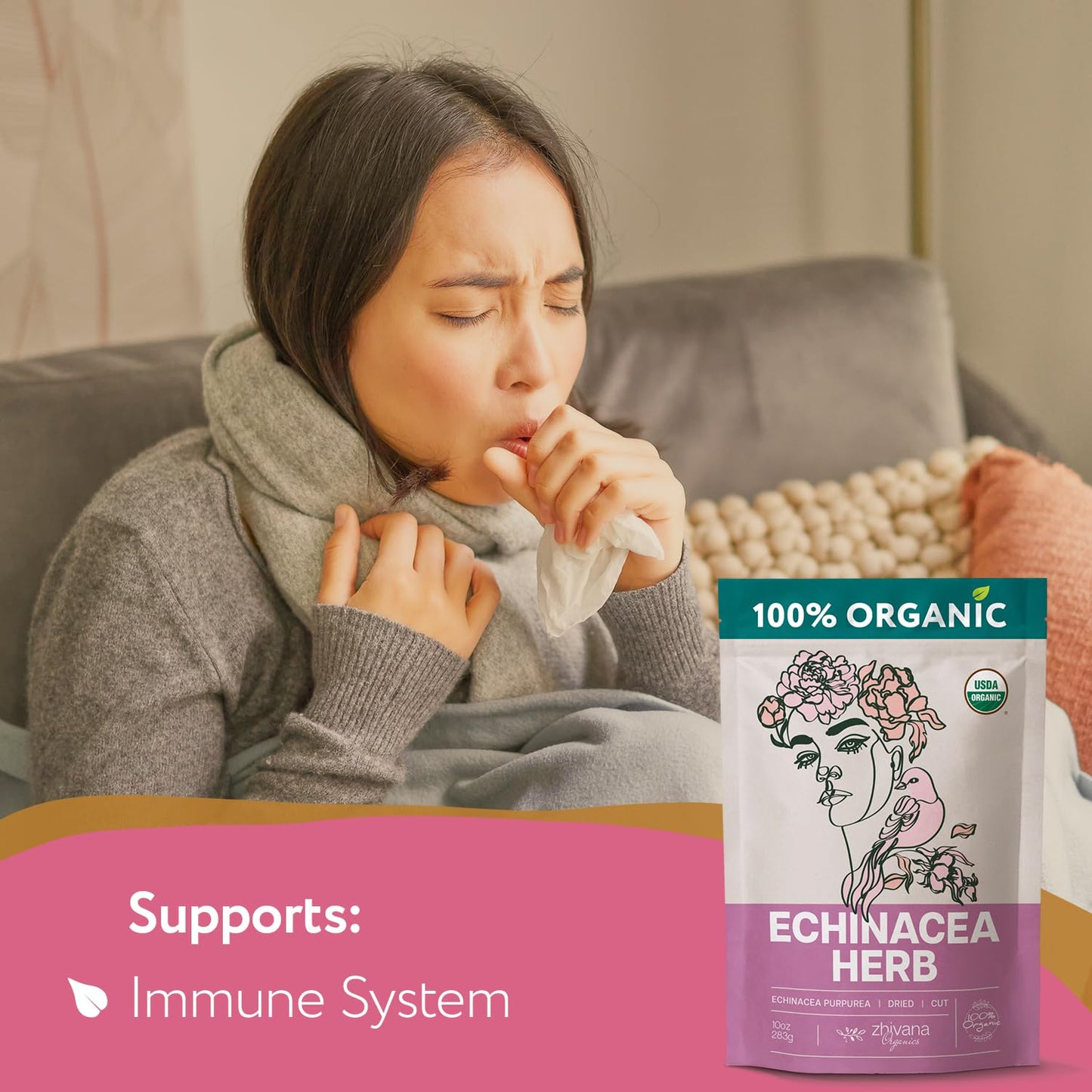 Organic Echinacea Leaf Tea - 5 LB - Zhivana Organics