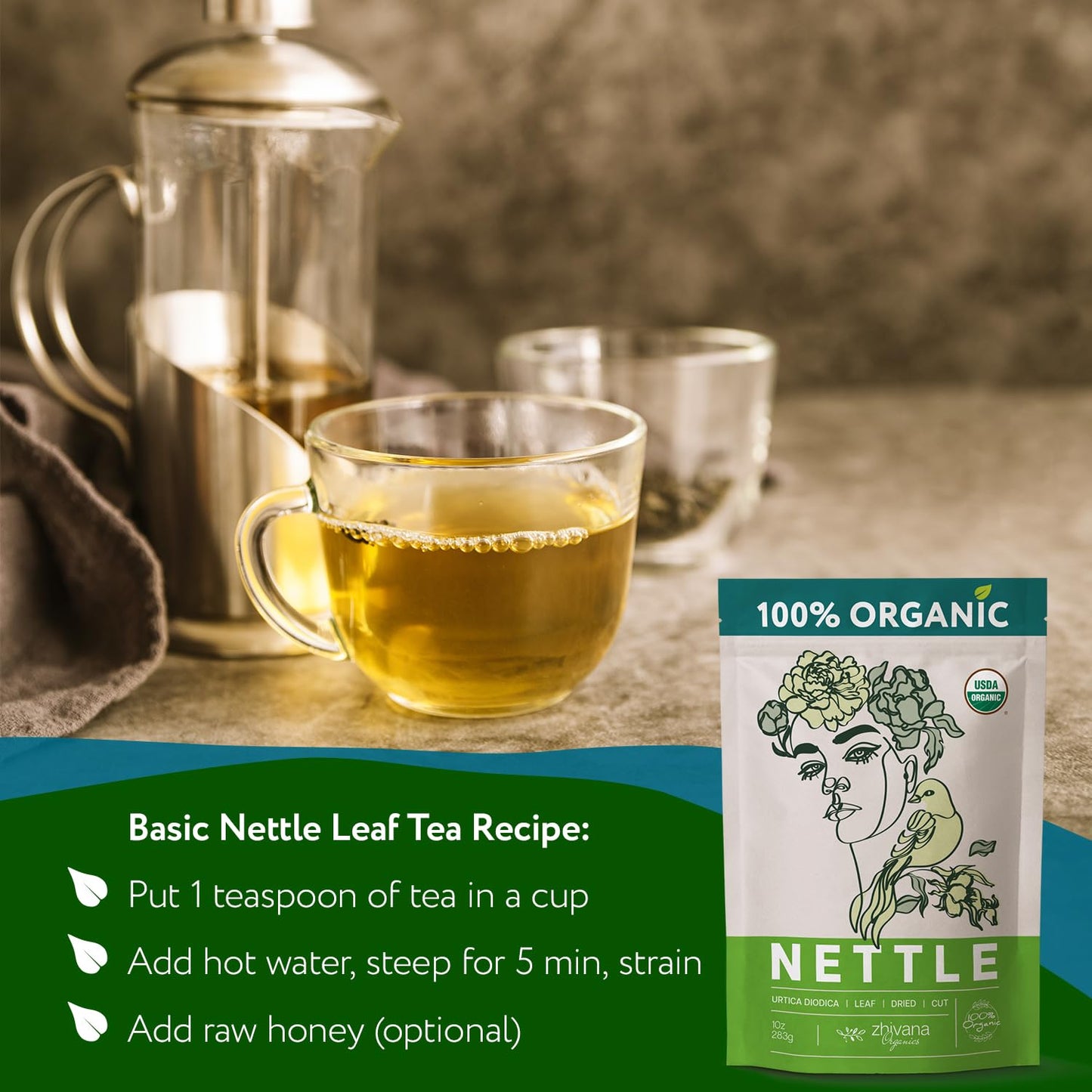 Organic Nettle Tea Loose Leaf - 3.5 oz