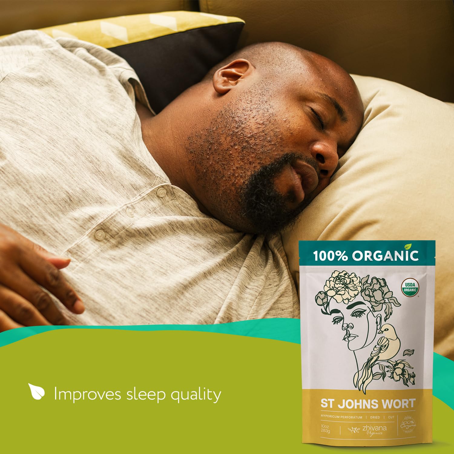 Organic St Johns Wort Dried Cut & Sifted - 10 oz - Zhivana Organics