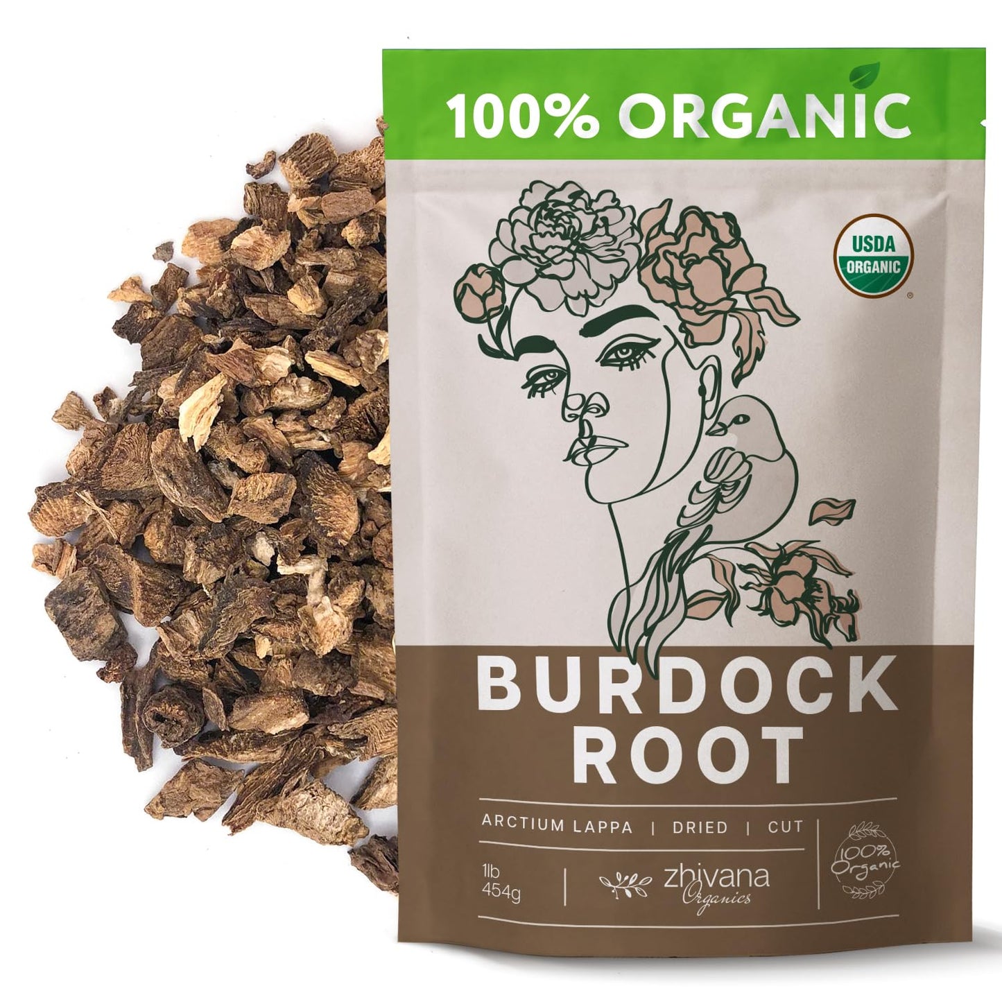 Organic Burdock Root Dried Cut & Sifted - 1 LB