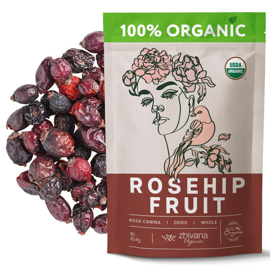 Organic Rosehip Fruit Whole Dried - 1 LB