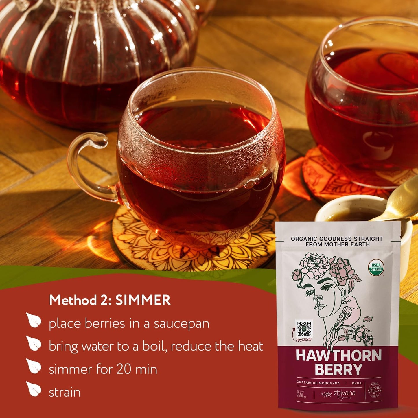 Organic Hawthorn Berry Tea (Pack of 4) - 4 LB