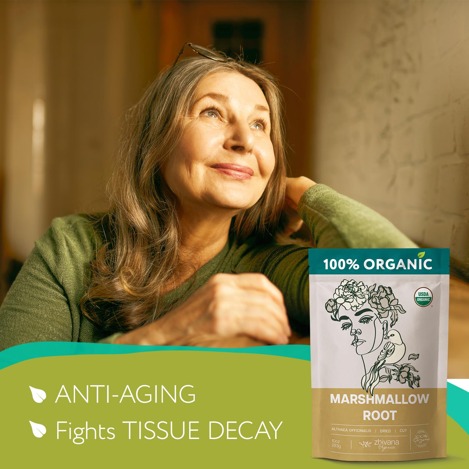 Organic Marshmallow Root Dried Cut & Sifted - 10 oz – Zhivana Organics