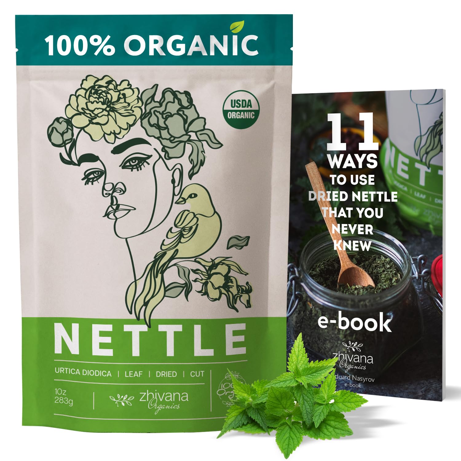 Organic Nettle Leaf Dried Cut & Sifted - 8 oz - Zhivana Organics