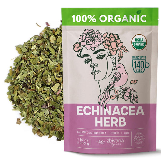 Organic Echinacea Purpurea Herb Dried Cut & Sifted - 10 oz