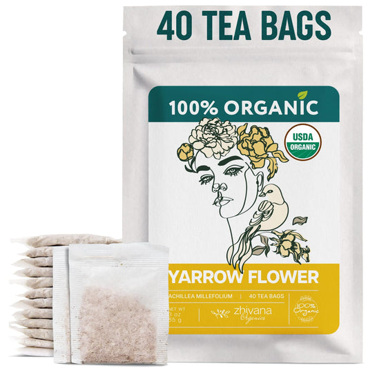 Organic Yarrow Tea (40 Tea Bags) - Support Immune Function, Digestion, Relaxation - Women's Tea for Healthy Cycle and Emotional Balance - Te de Milenrama