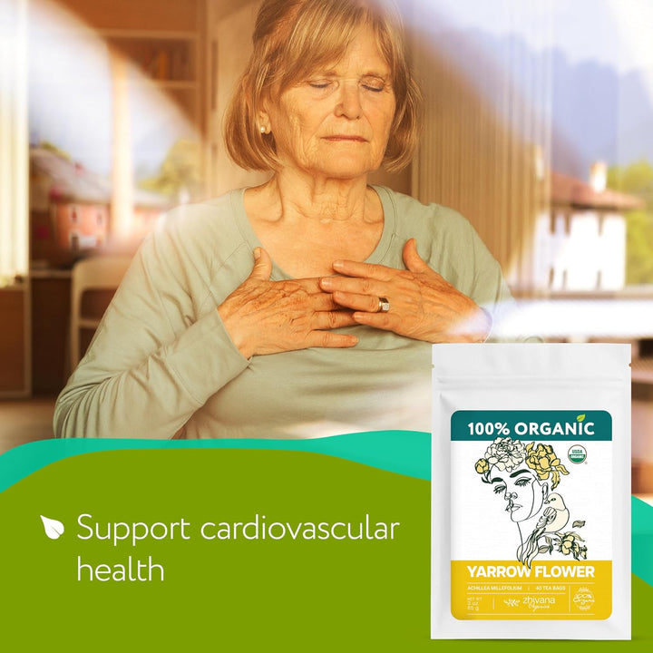 Organic Yarrow Tea (40 Tea Bags) - Support Immune Function, Digestion ...