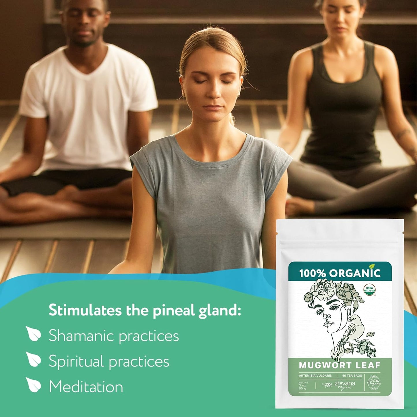 Organic Mugwort Tea Bags (40 TeaBags) – Te de Artemisa - Mugwart Tea for Digestive Health, Liver, Women Cycle, Relaxation (Artemisia Vulgaris) - Zhivana Organics