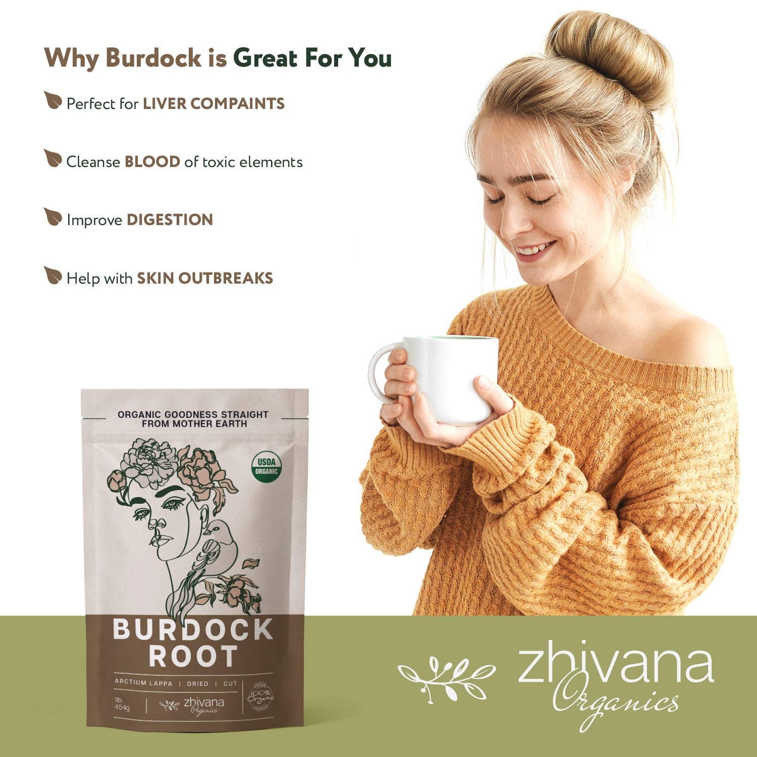 Burdock Root Dried Cut & Sifted - Zhivana Organics