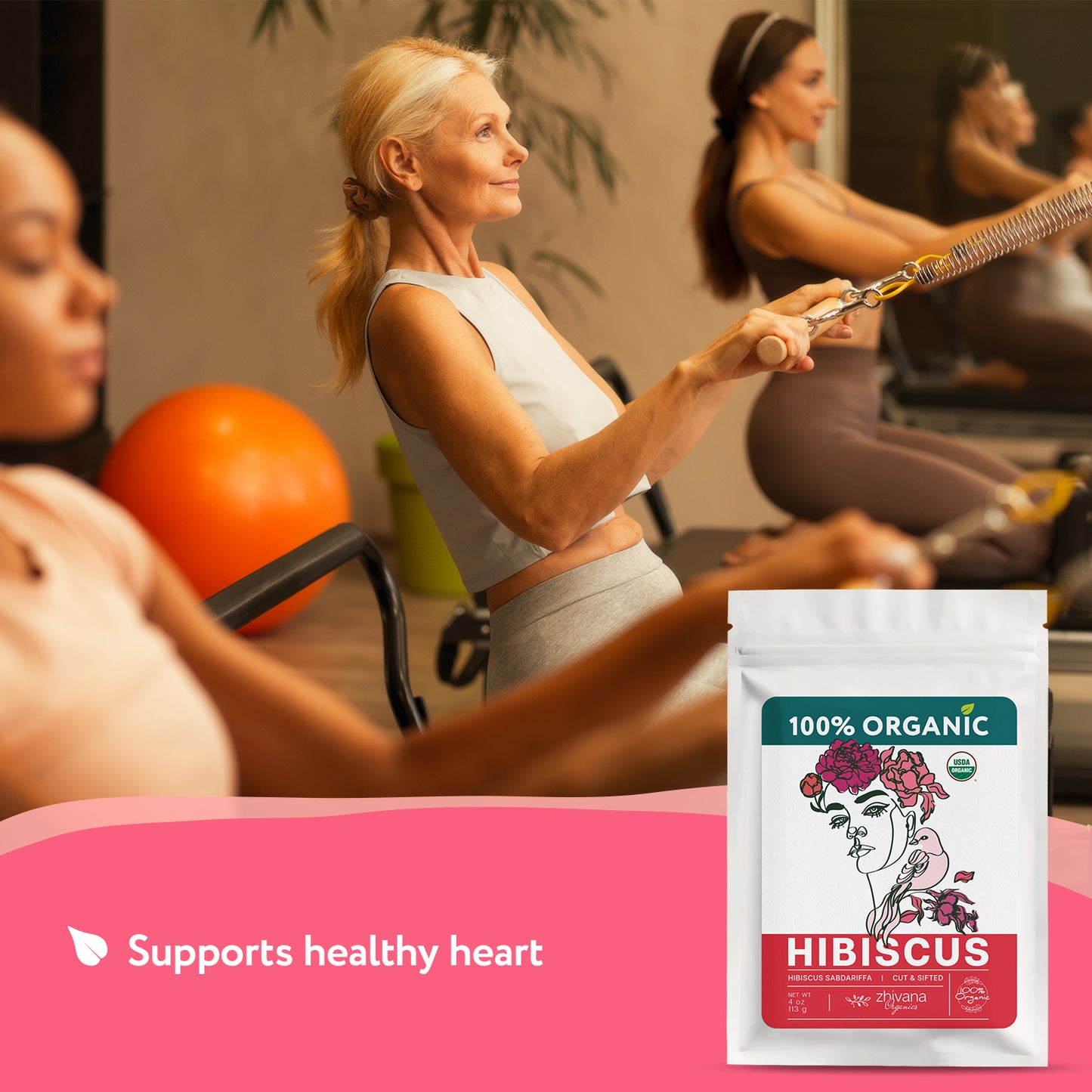Hibiscus Tea Organic Loose Leaf (4 oz) - Flor de Jamaica Orgánica Natural - Roselle Tea - Té de Hibisco – Agua de Jamaica – Supports Heart Health, Blood Pressure Balance, Liver & Digestion - Zhivana Organics