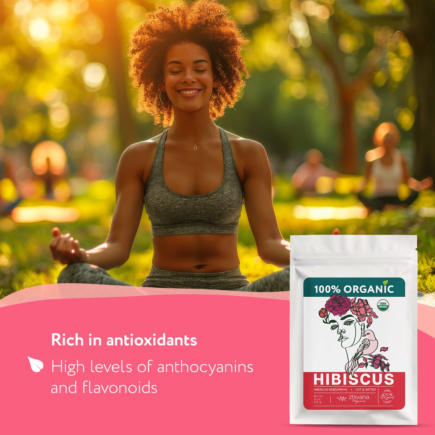 Hibiscus Tea Organic Loose Leaf (4 oz) - Flor de Jamaica Orgánica Natural - Roselle Tea - Té de Hibisco – Agua de Jamaica – Supports Heart Health, Blood Pressure Balance, Liver & Digestion - Zhivana Organics