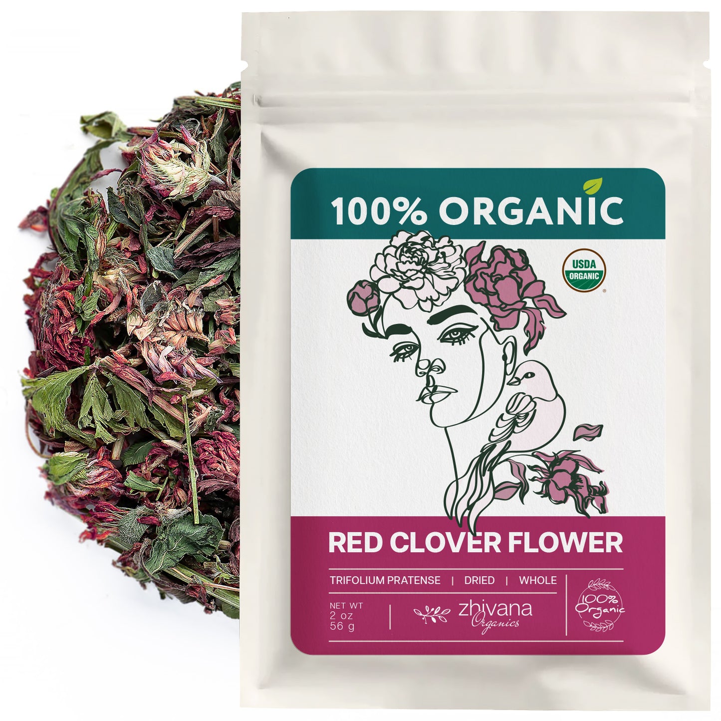 Organic Red Clover Blossoms (Trifolium pratense) – 5 lb Bulk - Zhivana Organics