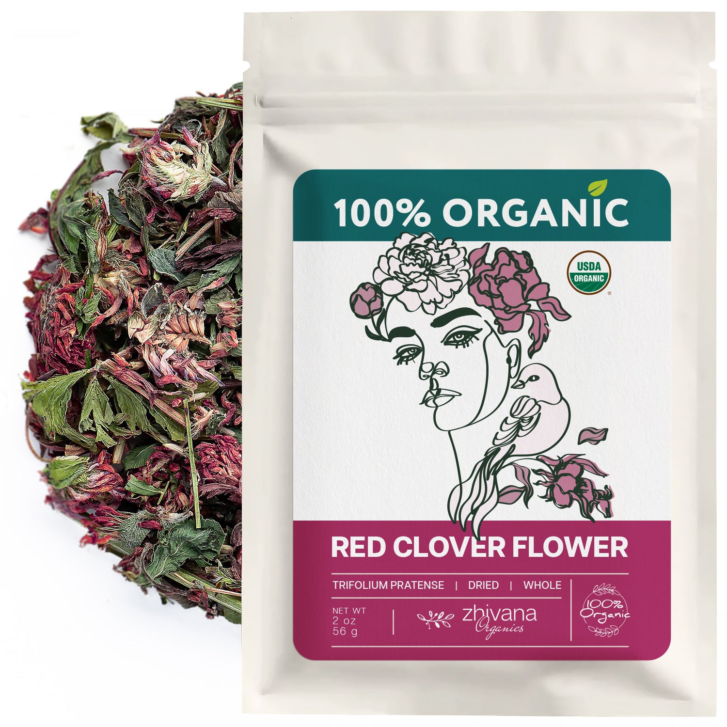 Organic Red Clover Blossoms (Trifolium pratense) – 5 lb Bulk - Zhivana Organics