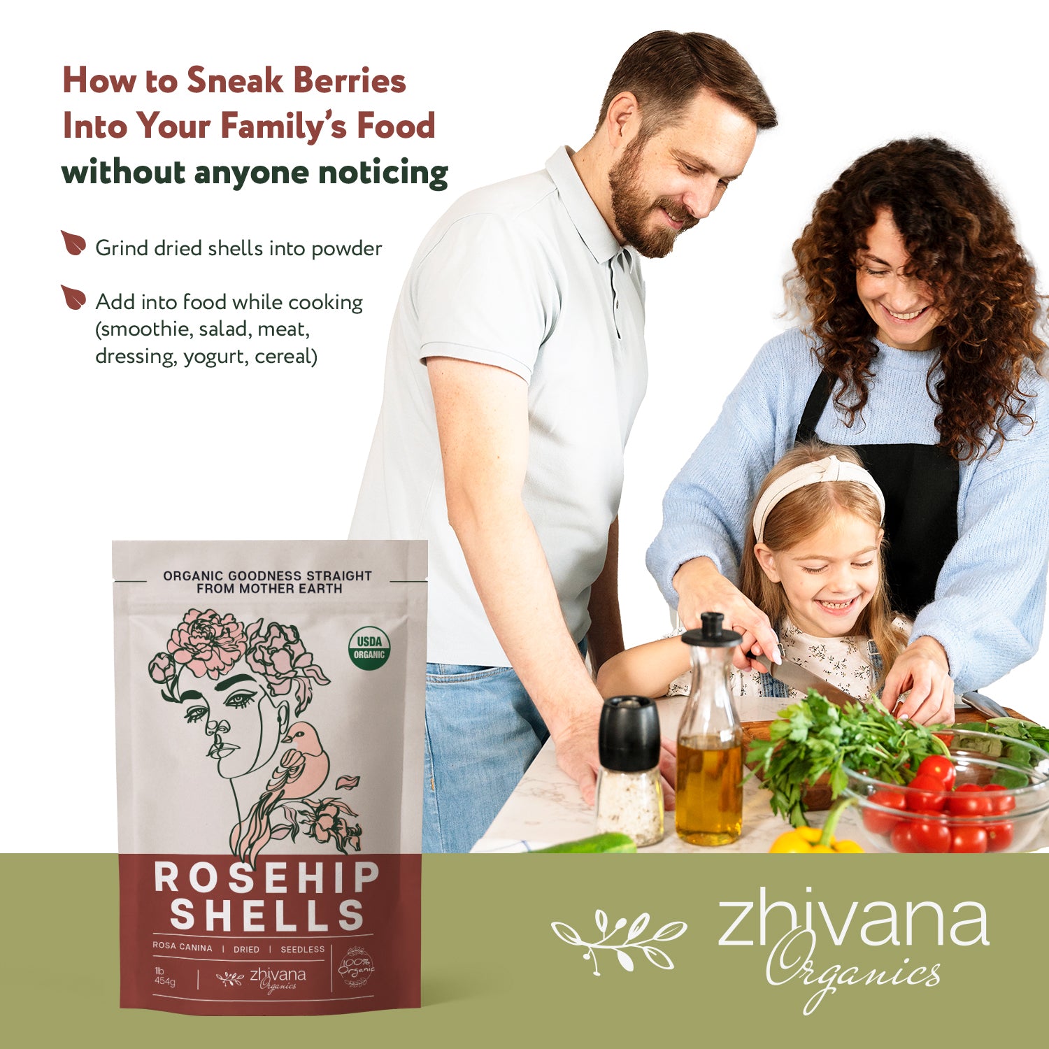 Rosehip Shells Dried & Seedless - Zhivana Organics