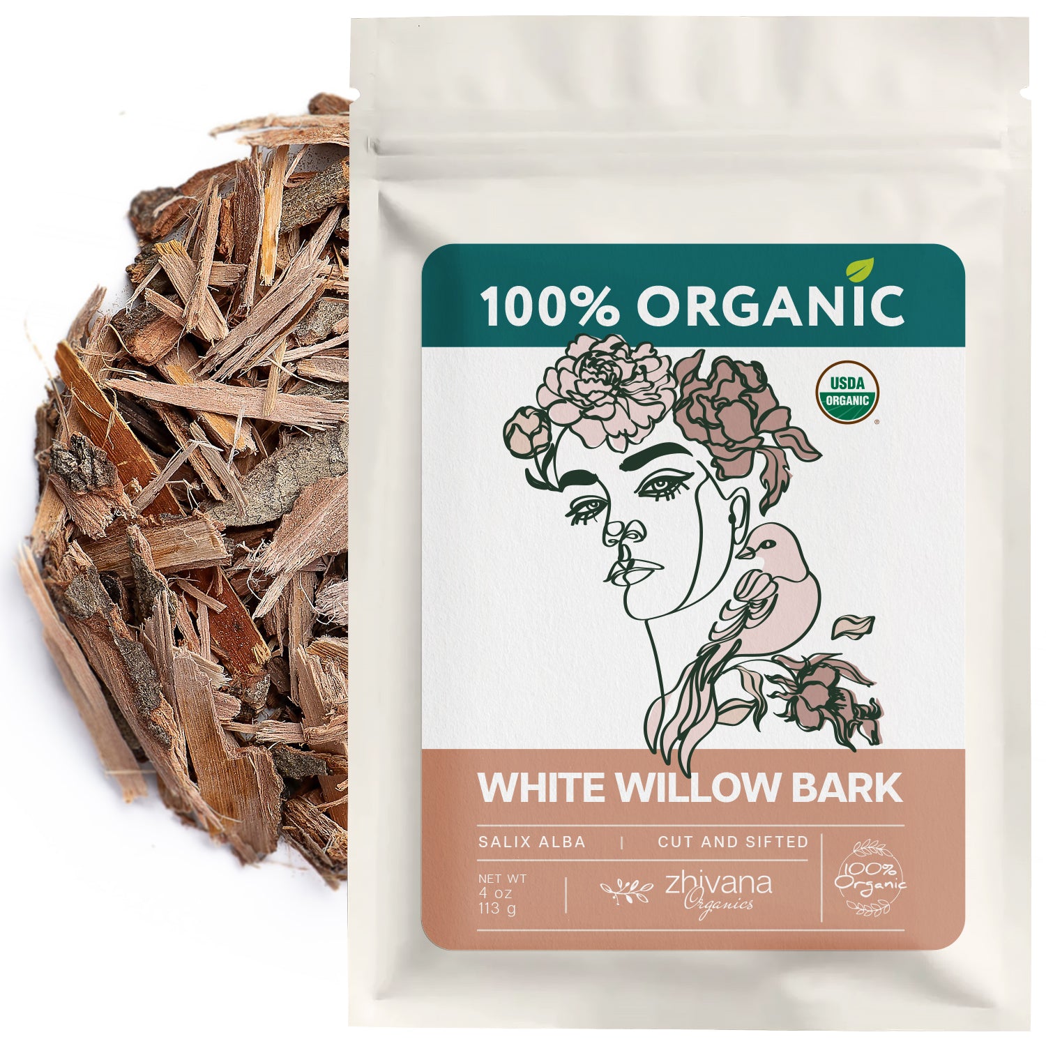 Organic White Willow Bark (Salix alba) – 5 lb Bulk - Zhivana Organics