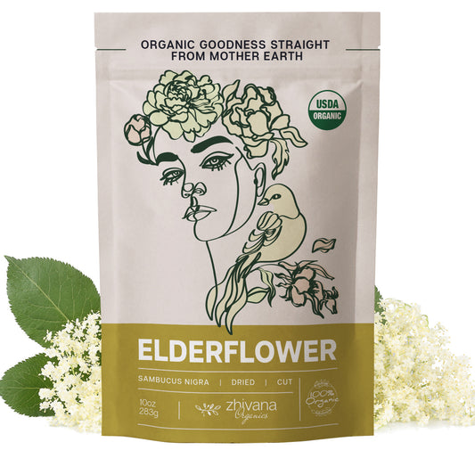 Elderflower Dried Cut & Sifted - Zhivana Organics