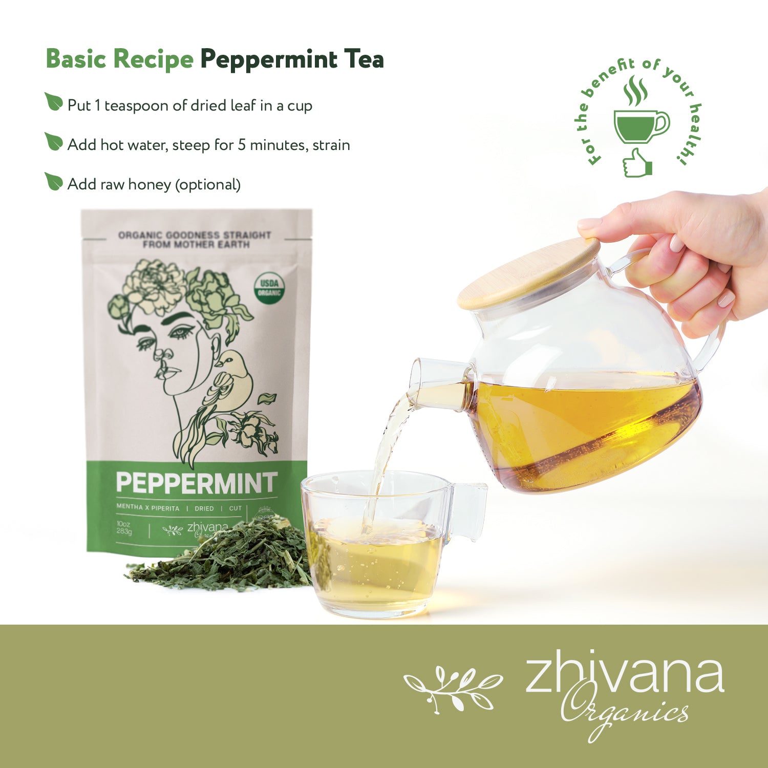 Peppermint Dried Cut & Sifted - Zhivana Organics