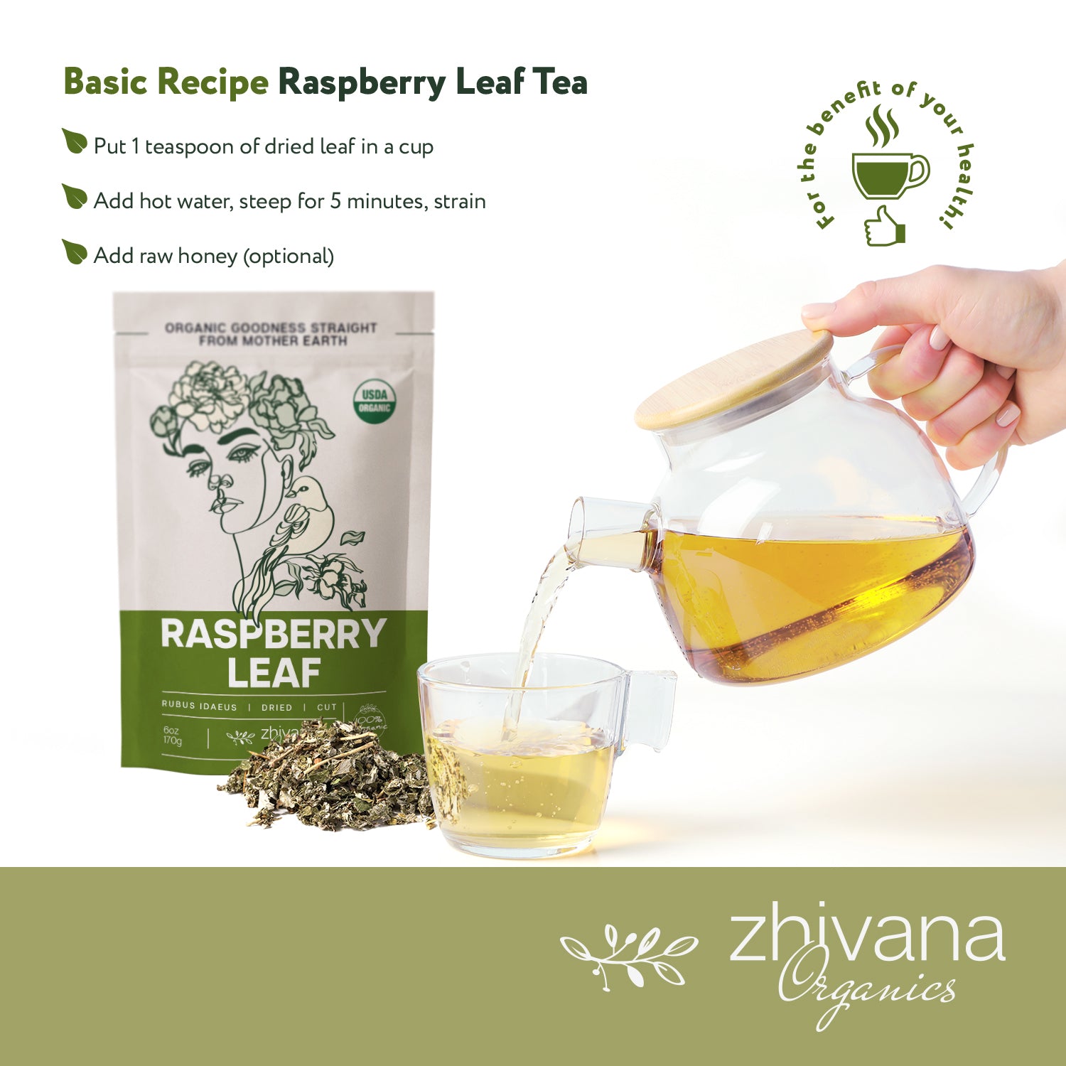 Raspberry Leaf Dried Cut & Sifted - Zhivana Organics