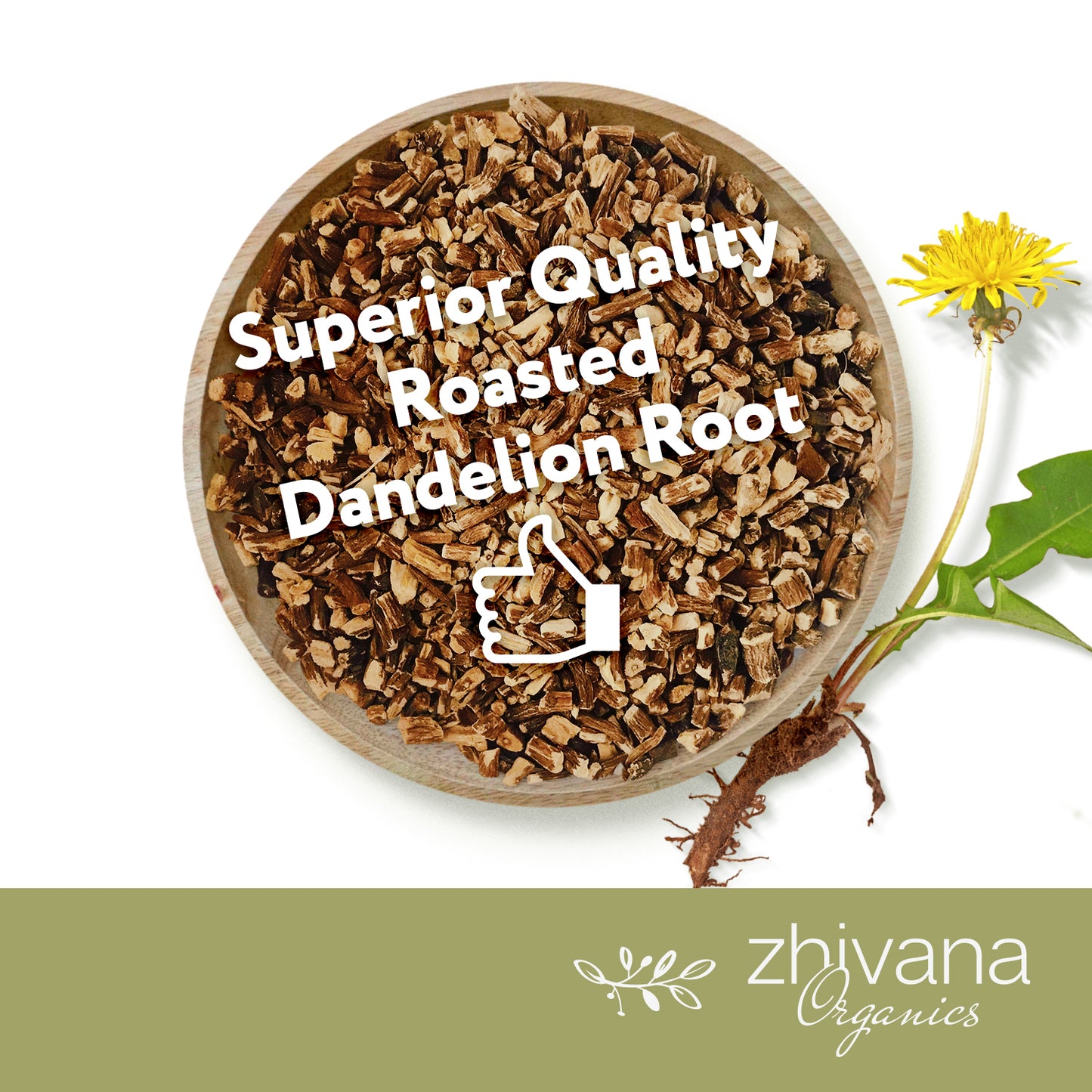 Roasted Dandelion Root Dried Cut & Sifted - Zhivana Organics